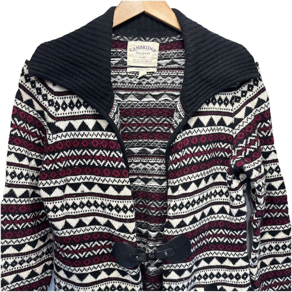 Cambridge Dry Goods Nordic Fair Isle Lambswool Duster Cardigan  Size M Vintage - Picture 3 of 11